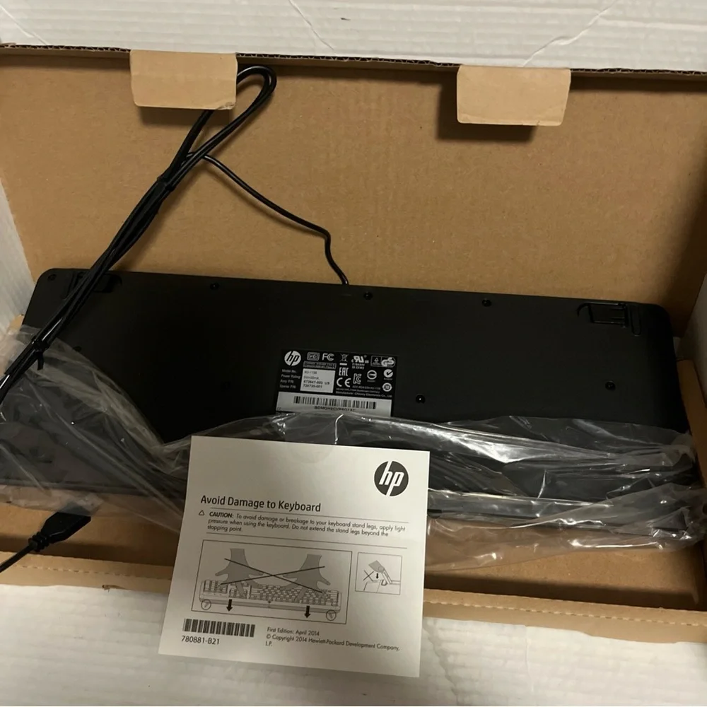 New HP 672647-003 KU-1156 Wired Standard USB Desktop Keyboard - Black